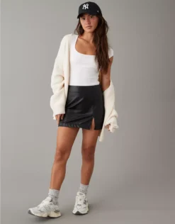 AE Vegan Leather High-Waisted Mini Skirt
