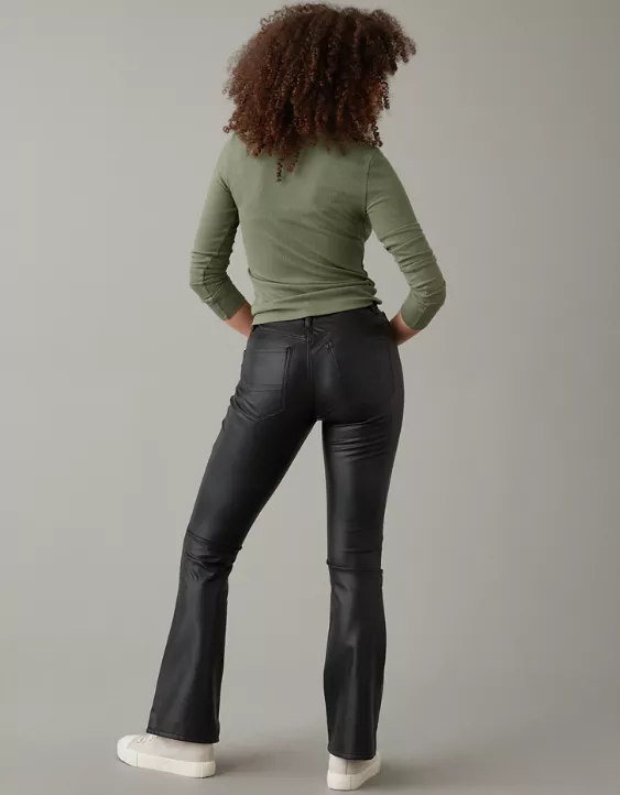 AE Curvy Super High-Waisted Kick Bootcut Vegan Leather Pant 2 AE Curvy Super High-Waisted Kick Bootcut Vegan Leather Pant - Image 2
