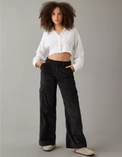 AE Dreamy Drape Stretch Curvy Super High-Waisted Baggy Wide-Leg Corduroy Pant