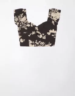 AE Cropped Twist-Front Flutter-Sleeve Top -TrendAura Store 0358 5361 001 f