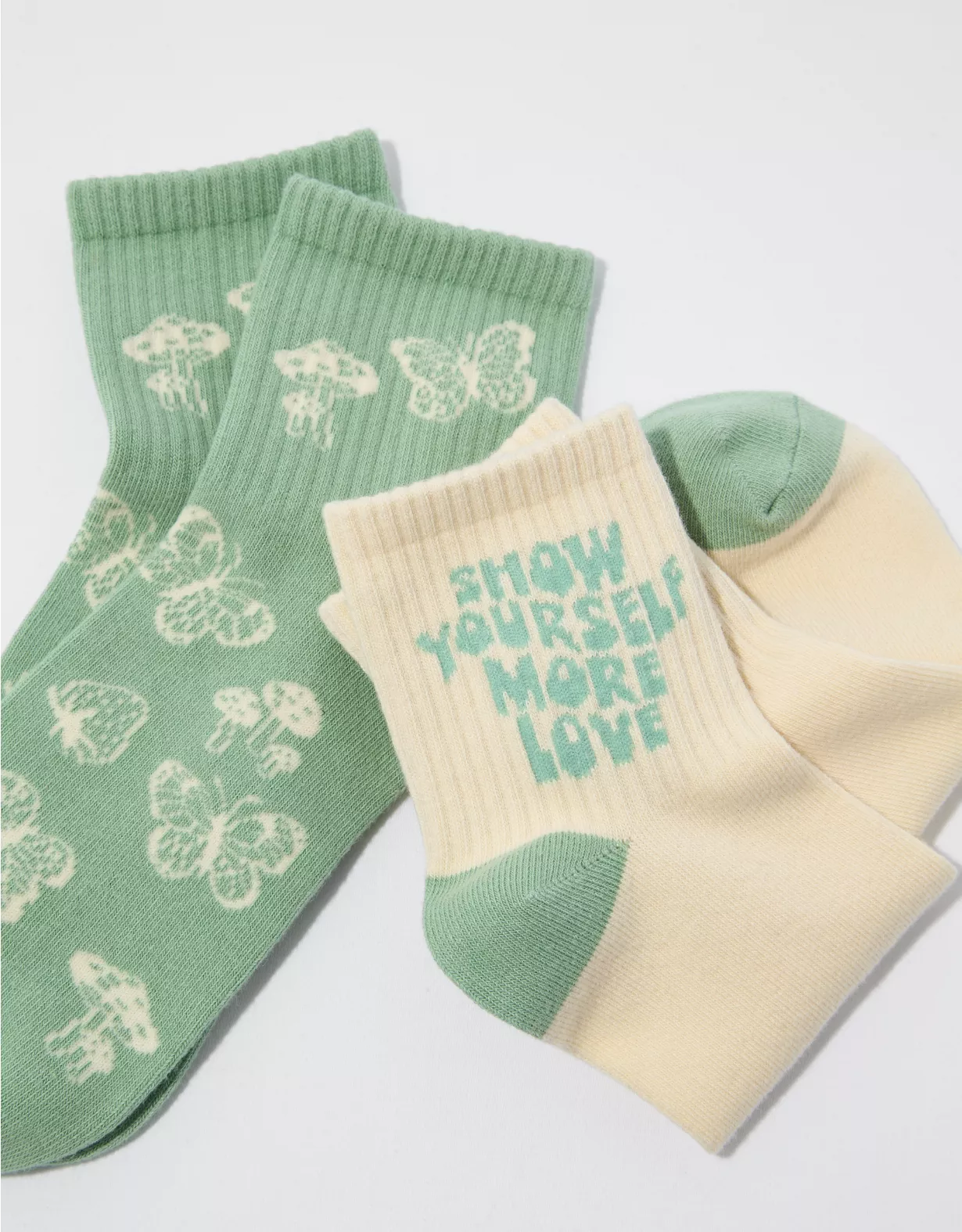 AE Butterfly + Self Love Boyfriend Sock 2-Pack 1 AE Butterfly + Self Love Boyfriend Sock 2-Pack