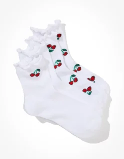 AE Cherry Ruffle Boyfriend Sock 2-Pack