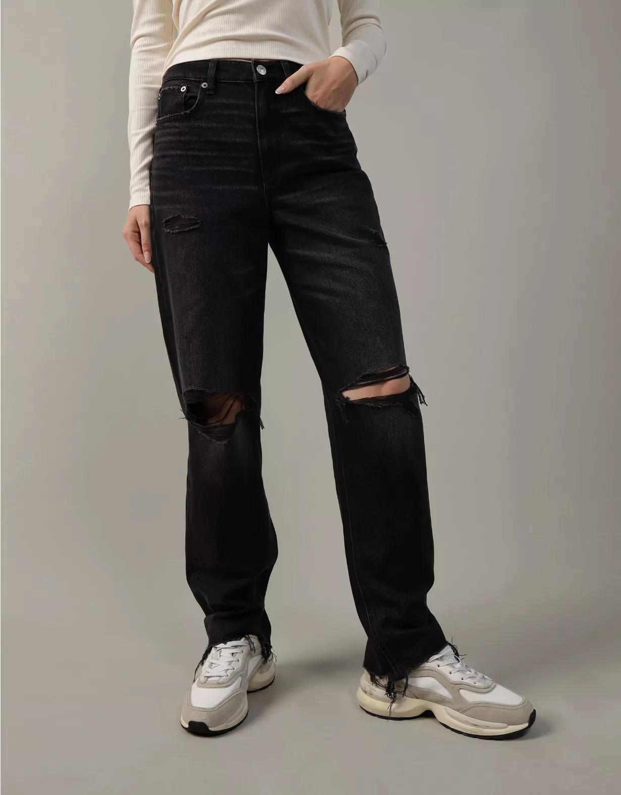 AE Strigid Ripped Super High-Waisted Baggy Straight Jean 1 AE Strigid Ripped Super High-Waisted Baggy Straight Jean
