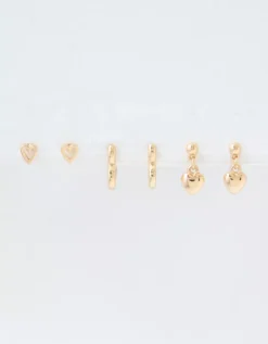 AEO Gold Heart Earrings 6-Pack -TrendAura Store 0484 6817 709 b
