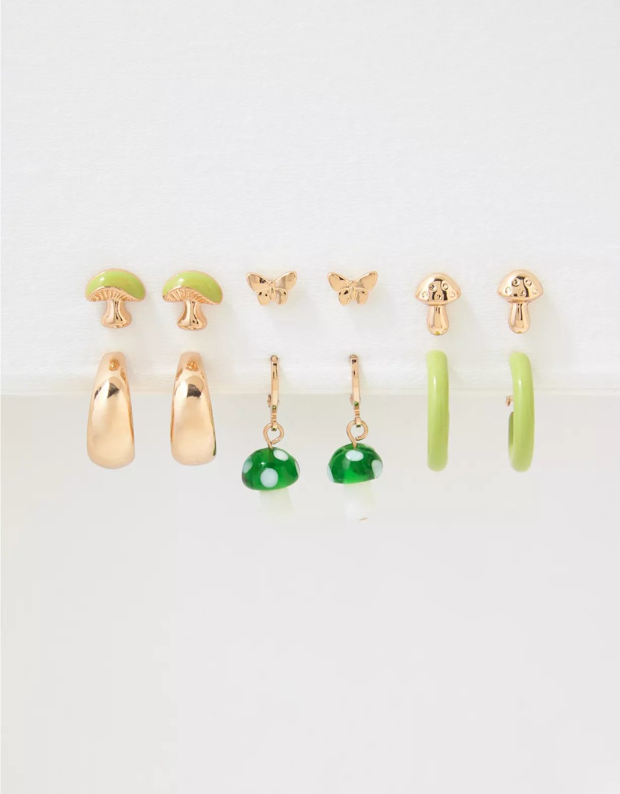 AEO Green Mushroom Earrings 6-Pack 2 AEO Green Mushroom Earrings 6-Pack - Image 2