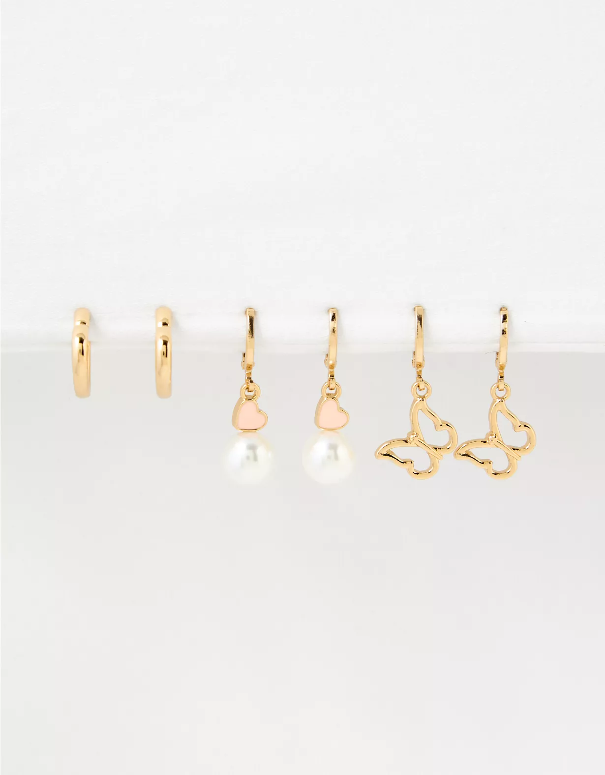 AE Heart & Butterfly Earrings 3-Pack 2 AE Heart & Butterfly Earrings 3-Pack - Image 2