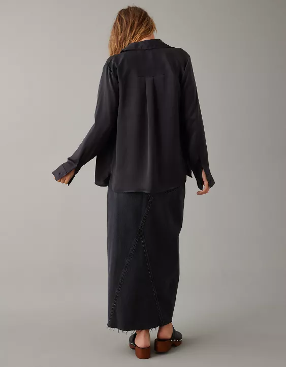 AE Satin Button-Up Shirt 2 AE Satin Button-Up Shirt - Image 2