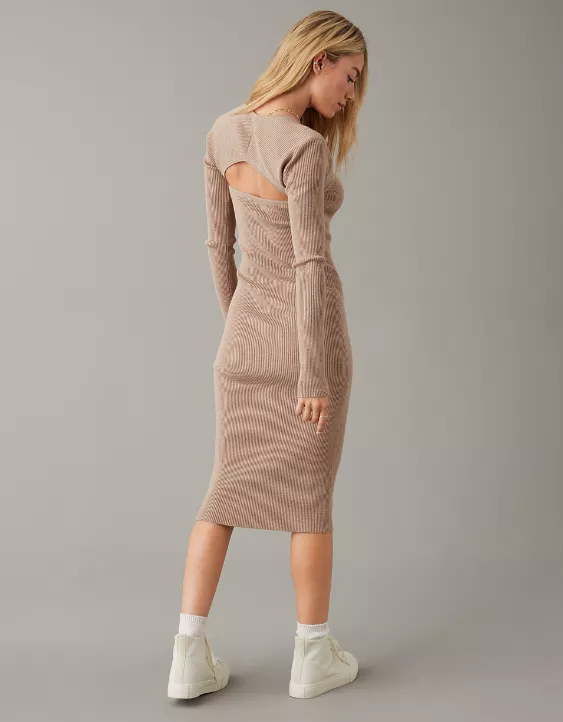 AE Long-Sleeve Square Neck Sweater Dress 2 AE Long-Sleeve Square Neck Sweater Dress - Image 2