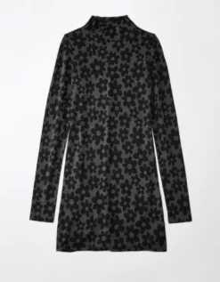 AE Knit Mock Neck Long-Sleeve Flower Mini Dress -TrendAura Store 1399 7421 001 f