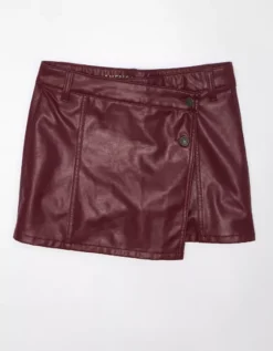 AE High-Waisted Vegan Leather Mini Skort -TrendAura Store 2331 7576 613 f
