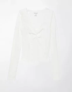 AE Long-Sleeve Cinch-Front Cropped Tee -TrendAura Store 3376 9031 100 f