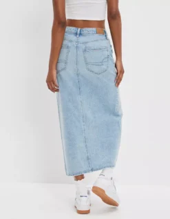AE Dreamy Drape Low-Rise Denim Maxi Skirt -TrendAura Store 8332 7489 936 ob